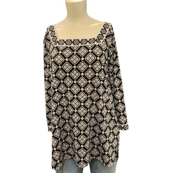 Magnolia Grace xl women's Mariana Square Neck Knit top Black/white - Picture 1 of 10